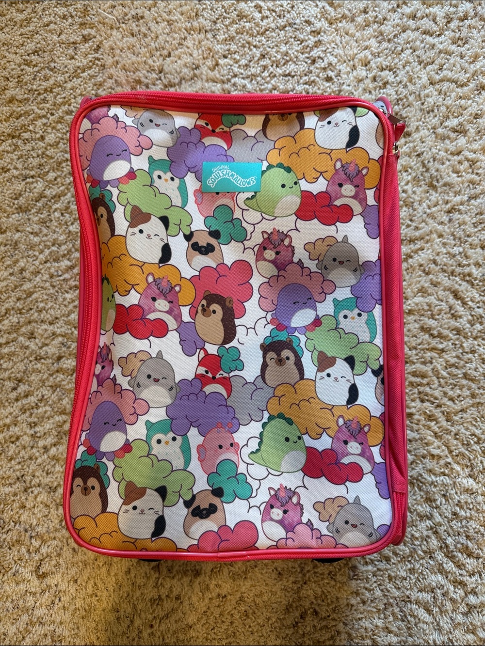 Squishmallows Pink-Trim Multicolor Cloud Characters Suitcase